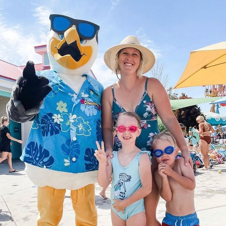 Mom & Children With Surfin' Bird